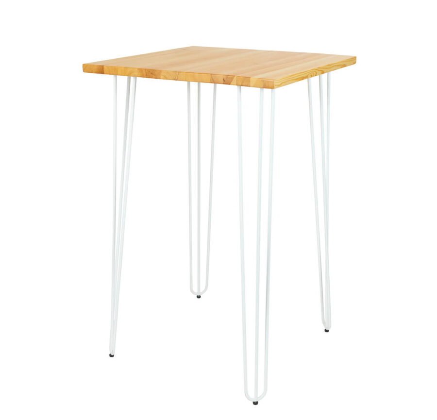 Hair Pin Square Bar Table - White